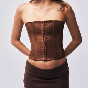Danielle Guizio Brown Corset Top